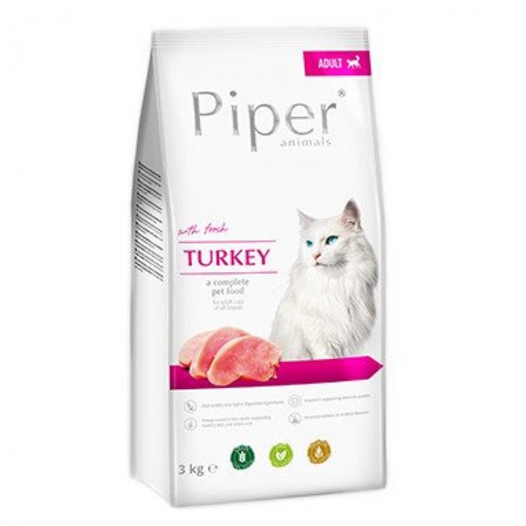 Hrană uscata pentru pisici, Piper Adult Cat cu Carne de Curcan 3kg Dolina