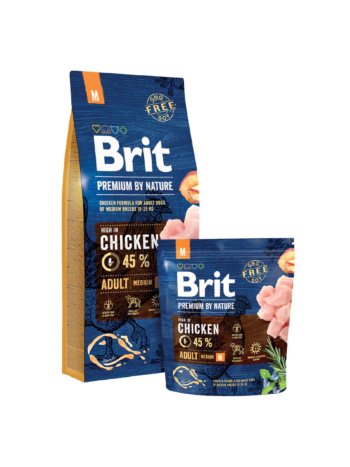 Hrană uscată câini adulți de talie medie, Brit Premium by Nature M 1kg Brit