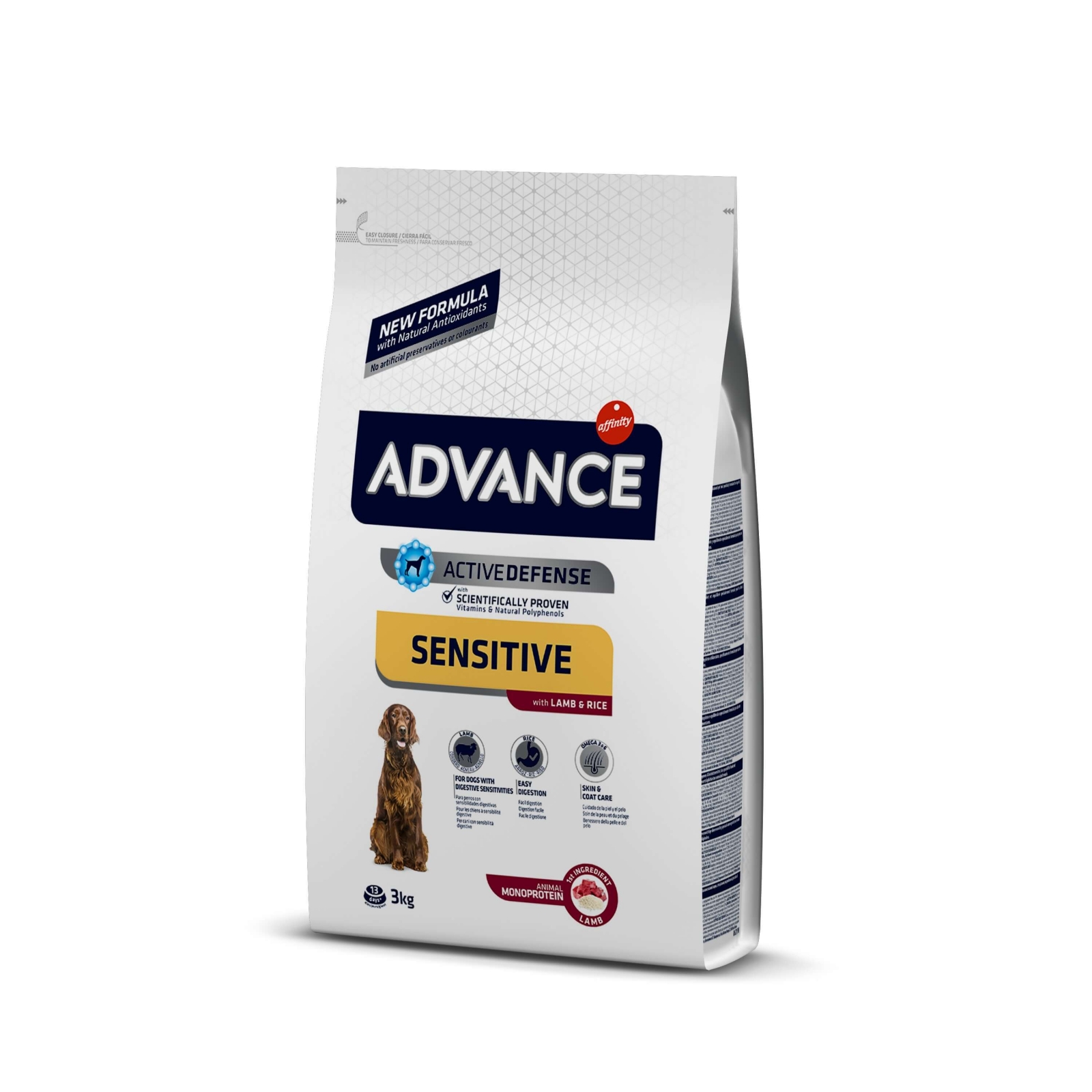 Hrana pentru caini cu sensibilitate digestiva – Advance Dog Sensitive Miel si Orez 3Kg Advance