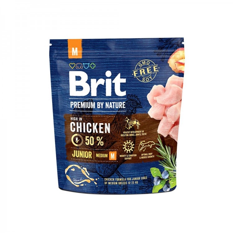 Hrană uscată câini juniori de talie medie, Brit Premium by Nature 1 kg Brit