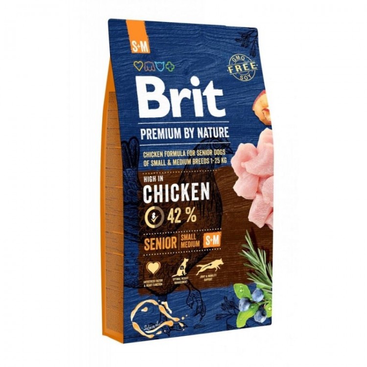 Hrană uscată câini seniori Brit Premium by Nature S+M 8kg Brit