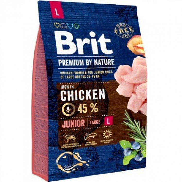 Hrană uscată câini juniori de talie mare, Brit Premium by Nature 3kg BRIT