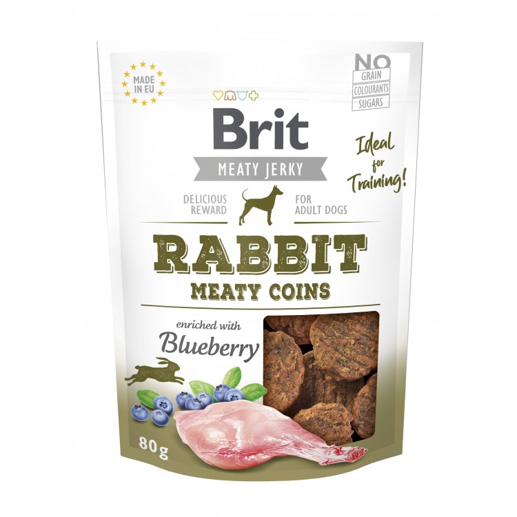Recompensa Brit Dog Jerky Rabbit Meaty Coins, 80 g Brit