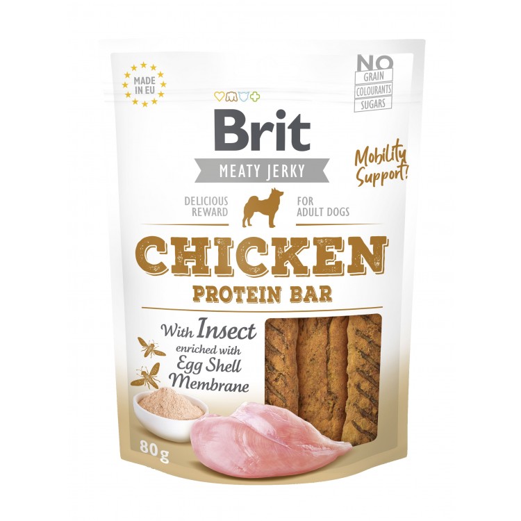 Recompensa Brit Dog Jerky Chicken Protein Bar, 80 g Brit