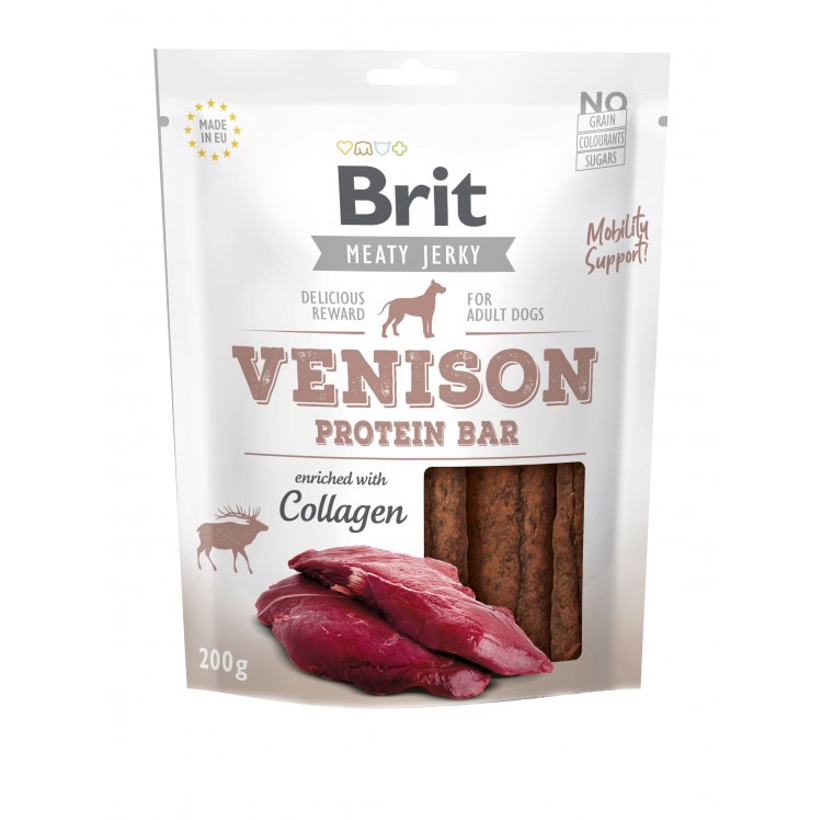 Recompensa Brit Dog Jerky Venison Protein Bar, 200 g thepetclub