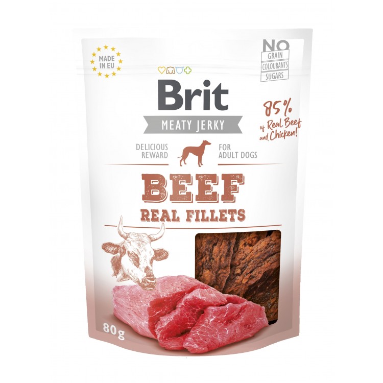 Recompensa Brit Dog Jerky Beef Fillets, 80 g Brit imagine 2022