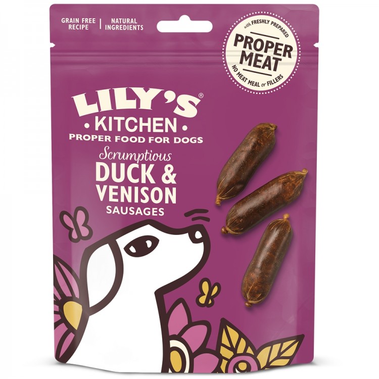 Recompense caini, Lily’s Kitchen, Scrumptious Duck and Venison Sausages, 70 g thepetclub