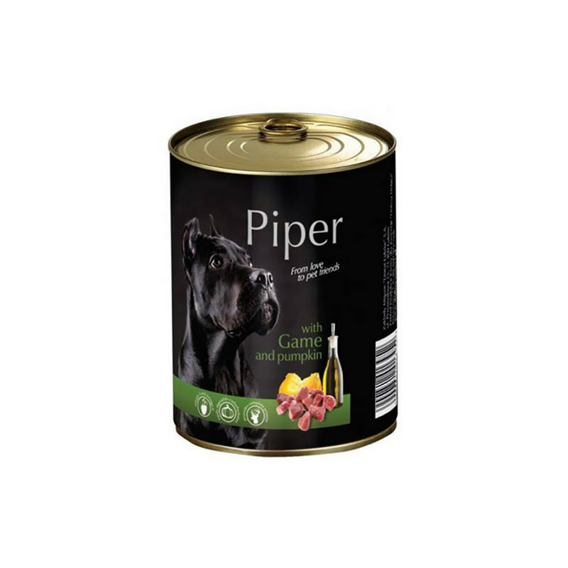 Hrană umedă câini adulți, Piper, cu Vânat și Dovleac400 Dolina
