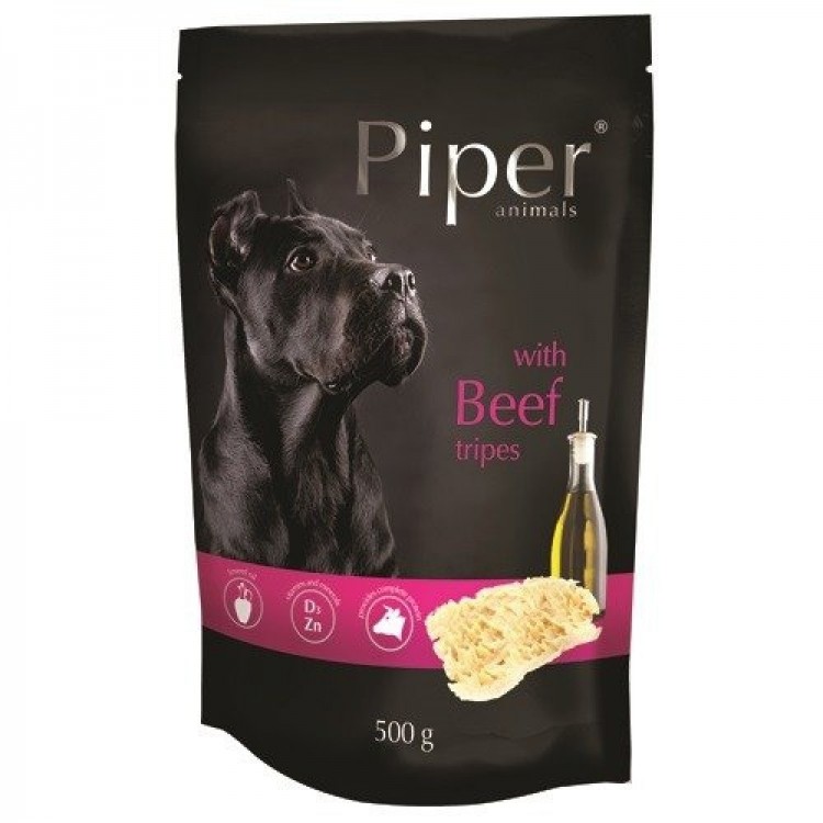 Hrană umedă câini adulți, Piper, cu Burta de Vita plic 500g Dolina