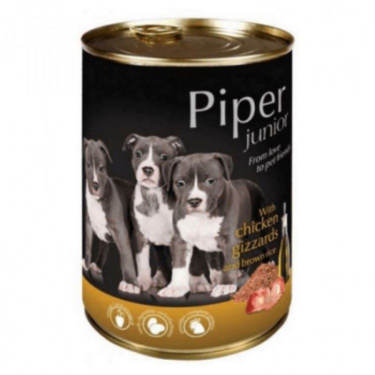 Hrană umedă câini, Piper Junior cu Stomac de Pui si Orez Brun 400g Dolina imagine 2022