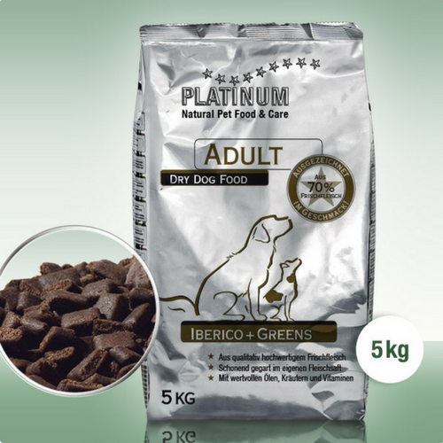 Hrana uscata pentru caini Platinum Natural Adult Iberico and Greens 5 kg Platinum