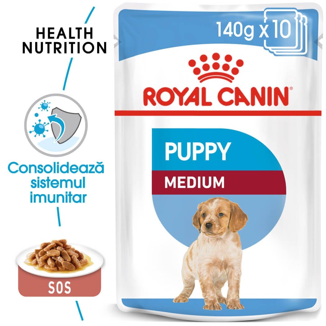 Hrana umeda Royal Canin Medium Puppy Plicuri 10x140g Royal Canin imagine 2022