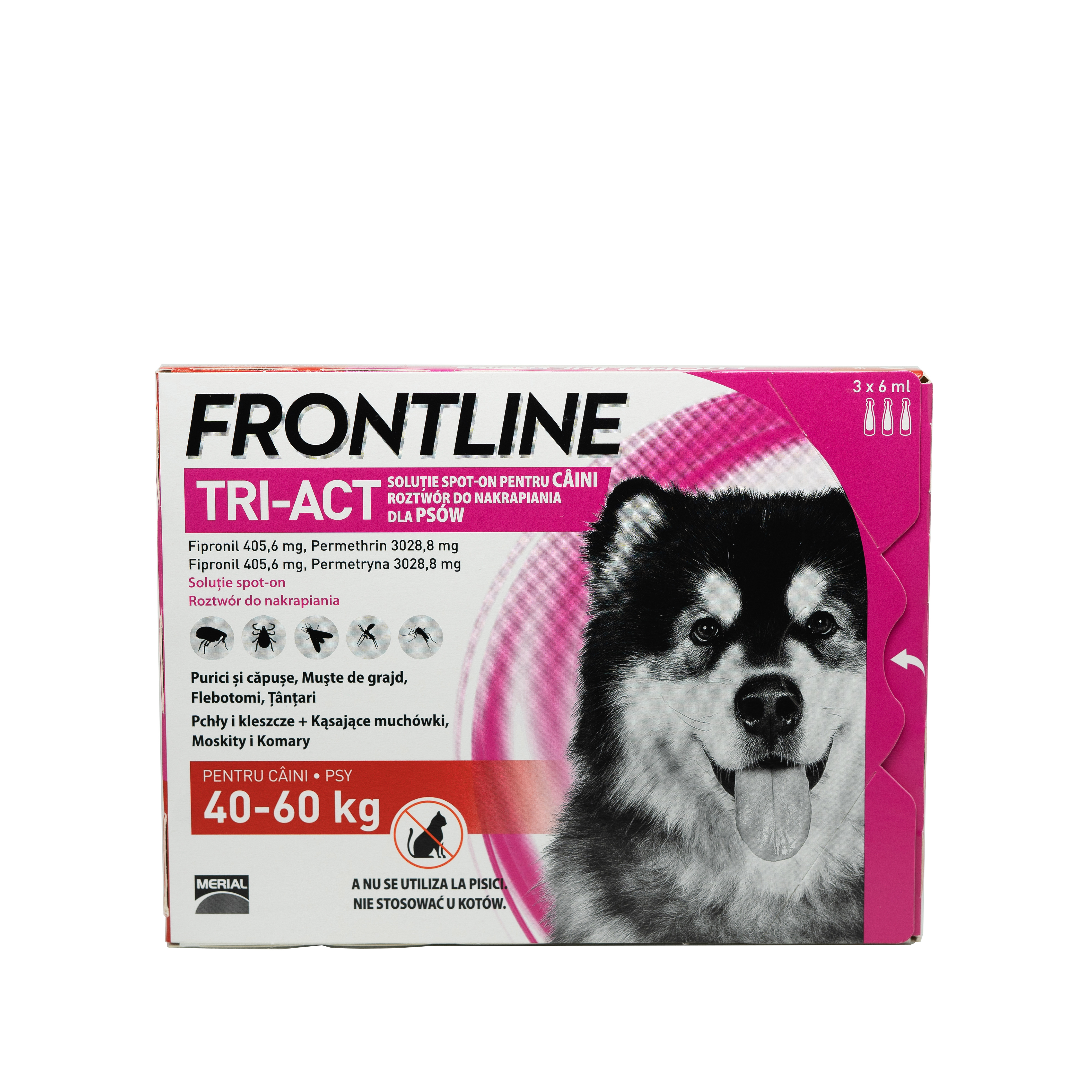 Frontline Tri-Act pentru caini de talie foarte mare 40-60kg, 3 pipete antiparazitare Merial