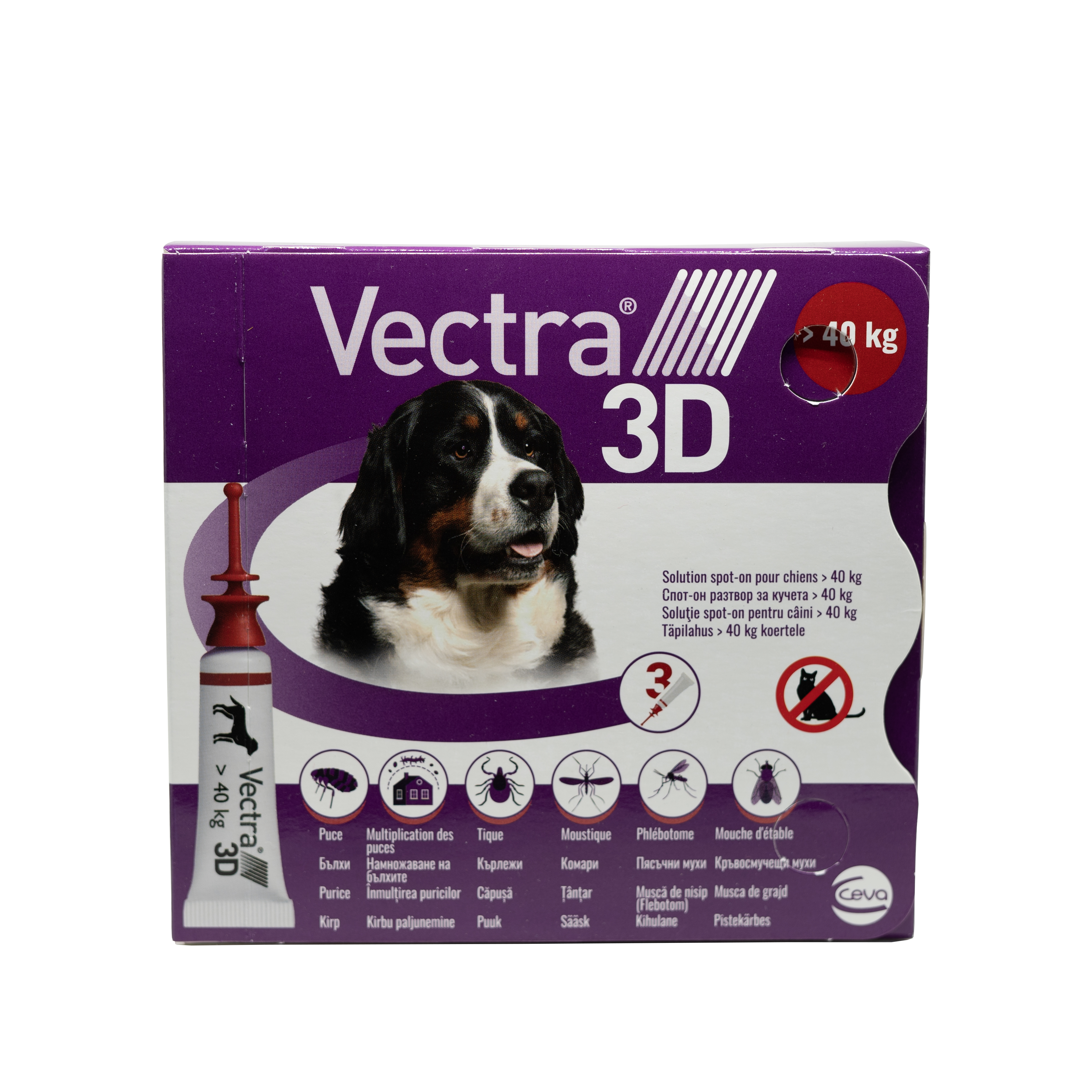 Vectra 3D pentru caini de +40kg 3 pipete antiparazitare Ceva Sante