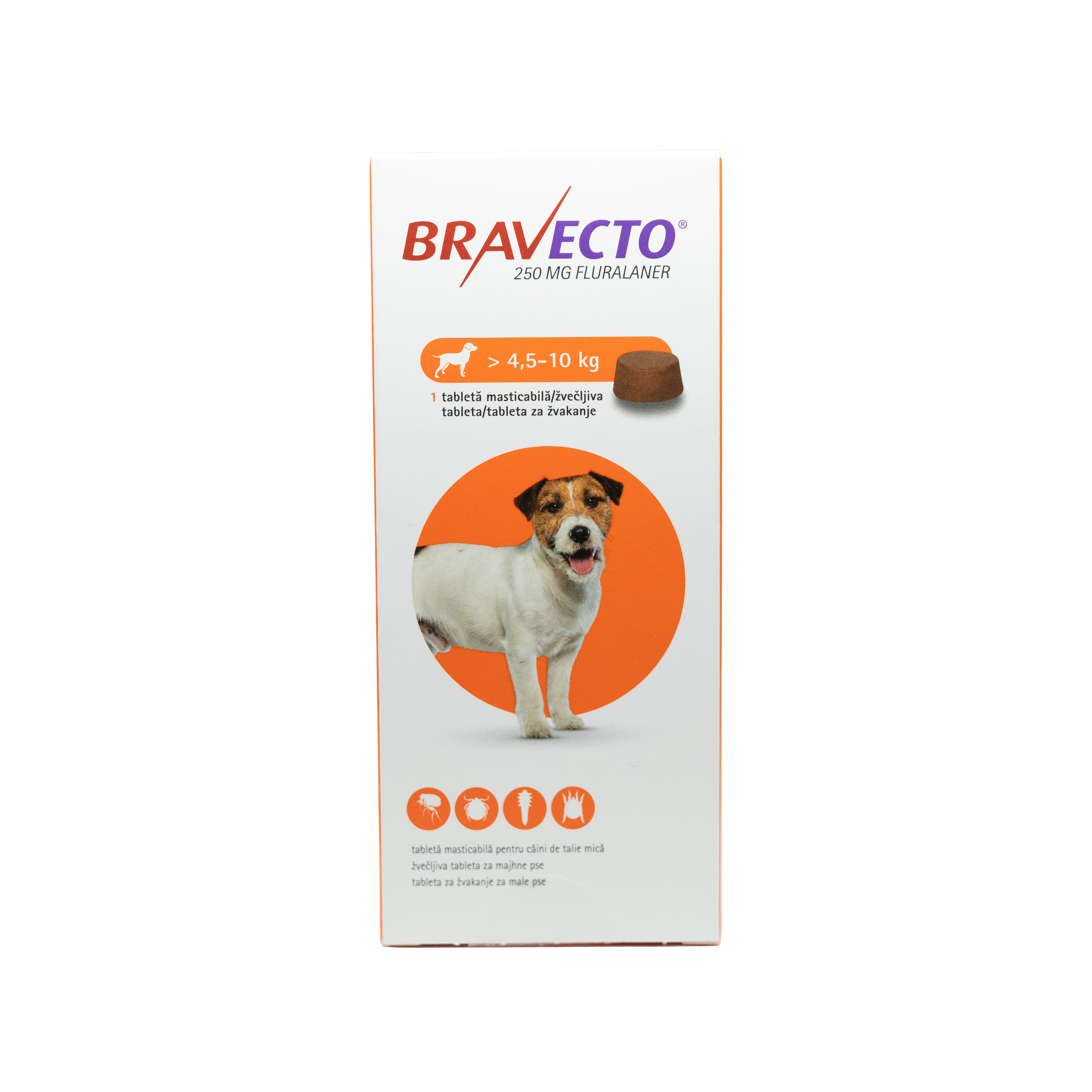 Tabletă antiparazitară Bravecto pentru câini de 4.5 – 10kg thepetclub